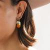 imageBriLove Cute Funny StudClip on Earrings For Women Orange Fruit Leaf Earring for Summer Beach Holiday Daily Wear Costume AccessoriesOrangeClip On