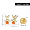imageBriLove Cute Funny StudClip on Earrings For Women Orange Fruit Leaf Earring for Summer Beach Holiday Daily Wear Costume AccessoriesOrangeClip On