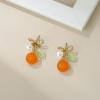 imageBriLove Cute Funny StudClip on Earrings For Women Orange Fruit Leaf Earring for Summer Beach Holiday Daily Wear Costume AccessoriesOrangeStud