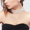 imageBriLove Elegant Round Cream Simulated Pearl 3 Strand Layered Pearl Choker Necklace Stud Earrings Link Bracelet Jewelry Set for Women Costume Cosplay Party Prom3Pcs