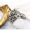 imageBriLove Fashion Animal Crystal Enamel Leopard Cuff Bracelet for WomenClear SilverTone