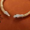 imageBriLove Gothic Punk Flexible Snake Choker Strand Necklace for Costume Shiny Rhinestones Halloween Snake Jewelry for Women Cosplay Party AccessoriesClear GoldTone