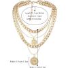 imageBriLove Layered Pirate Necklace for Women Vintage Lightweight Multilayer Choker Coin Pendant Necklace for Women Pirates Costume Accessories