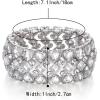 imageBriLove Wedding Bridal Bracelet for Women Heart Rhinestones Prismatic Stretch Bangle Bracelets