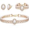 imageBriLove 1920s Costume Jewelry Set for WomenVintage Multilayer Simulated Pearl Crystal Necklace Bracelet Earrings Cosplay Party AccessoriesClipOn