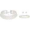 imageBriLove Elegant Round Cream Simulated Pearl 3 Strand Layered Pearl Choker Necklace Stud Earrings Link Bracelet Jewelry Set for Women Costume Cosplay Party Prom3Pcs