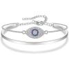 imageBriLove Evil Eye Bracelets Dainty Adjustable Layered Link Cubic Zirconia Bracelet Jewelry Gift for Women
