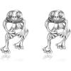 imageBriLove Frog Earring for WomenVintage Funny Frogs Shaped 925 Sterling Silver Post Stud Earrings 3D Animal Unique Costume Jewelry GiftsAntiqueSilverTone