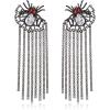imageBriLove Halloween Vintage Punk Spider Earrings for WomenCostume Gothic Sparkling Rhinestone Tassel Dangle Drop Earring for Cosplay Party Prom Accessory
