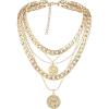 imageBriLove Layered Pirate Necklace for Women Vintage Lightweight Multilayer Choker Coin Pendant Necklace for Women Pirates Costume Accessories