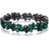 imageBriLove Wedding Bridal Bracelet MarquiseShape Stretch Bangle for WomenEmerald Color Blacktone