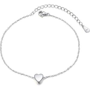 imageBriLove 925 Sterling Silver Dainty Shining Tiny Heart Link Bracelet for Women