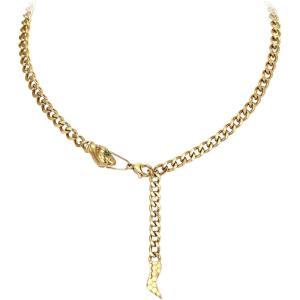 imageBriLove Gothic Punk Flexible Snake Choker Strand Necklace for Costume Shiny Rhinestones Halloween Adjustable Jewelry Women Party Accessories Gold