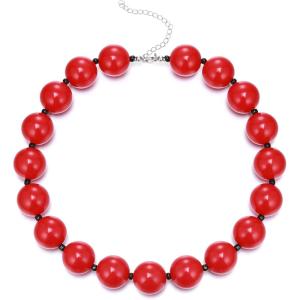 imageBriLove Womens Costume Beaded Strand Choker Necklace for Halloween Cosplay Party Prom AccessoryRuby Color SilverTone