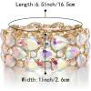imageBriLove Wedding Bridal Elegant Crystal Double Row Teardrop Cluster Stretch Bangle Bracelet for Bride3LayerIridescent AB