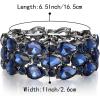 imageBriLove Wedding Bridal Elegant Crystal Double Row Teardrop Cluster Stretch Bangle Bracelet for Bride4LayerSapphire Color