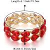 imageBriLove Wedding Bridal Elegant Crystal Double Row Teardrop Cluster Stretch Bangle Bracelet for BrideRuby Color GoldToned