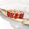 imageBriLove Wedding Bridal Elegant Crystal Double Row Teardrop Cluster Stretch Bangle Bracelet for BrideRuby Color GoldToned