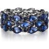 imageBriLove Wedding Bridal Elegant Crystal Double Row Teardrop Cluster Stretch Bangle Bracelet for Bride4LayerSapphire Color