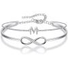 imageBriLove Womens CZ Dainty Personalized Initial M Infinity Endless Love Symbol Layer Bracelet for Jewelry Gifts