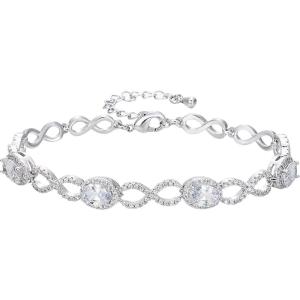 imageBriLove Infinity CZ Chain Bracelets Jewelry for Wedding Adjustable Cubic Zirconia Gifts for Women01Clear SilverTone