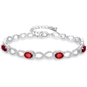 imageBriLove Infinity CZ Chain Bracelets Jewelry for Wedding Adjustable Cubic Zirconia Gifts for Women03Ruby Color SilverTone