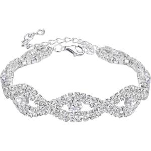 imageBriLove Wedding Bridal Bracelet for Women Crystal Infinity Tennis Bracelets