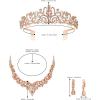 imageBriLove Alloy Crystal Teardrop Cluster Statement Necklace Clipon Earrings Tiara SetPeach RoseGoldTone