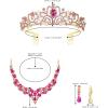 imageBriLove Alloy Crystal Teardrop Cluster Statement Necklace Clipon Earrings Tiara SetPink GoldTone
