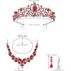 imageBriLove Alloy Crystal Teardrop Cluster Statement Necklace Clipon Earrings Tiara SetRuby Color SilverTone