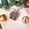 imageBriLove Christmas Brooch Pin for Women Shiny Rhinestone Cute Candy Crutch Santa Claus Jingle Bell Brooches Xmas Festival Decor Holiday Party Jewelry GiftJingle Bell Silver