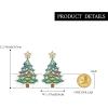 imageBriLove Christmas Earrings for Women Shiny Rhinestone Star Xmas Tree Drop Dangle Earring Festival Decor Holiday Party Jewelry GiftEmerald Color GoldTone