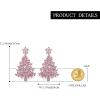 imageBriLove Christmas Earrings for Women Shiny Rhinestone Star Xmas Tree Drop Dangle Earring Festival Decor Holiday Party Jewelry GiftPink SilverTone