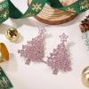 imageBriLove Christmas Earrings for Women Shiny Rhinestone Star Xmas Tree Drop Dangle Earring Festival Decor Holiday Party Jewelry GiftPink SilverTone