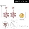 imageBriLove Christmas Snowflake Earrings for WomenShiny Winter Party Bowtie Snowflakes Rhinestones Dangle Drop Earring for Xmas Festival Decor Holiday Party Jewelry GiftPink SilverTone