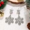 imageBriLove Christmas Snowflake Earrings for WomenShiny Winter Party Bowtie Snowflakes Rhinestones Dangle Drop Earring for Xmas Festival Decor Holiday Party Jewelry GiftClear SilverTone