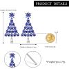 imageBriLove Christmas Tree Snowflake Earrings for WomenShiny Winter Party Snowflakes Rhinestones Dangle Drop Earring for Xmas Festival Decor Holiday Party Jewelry GiftBlue SilverTone