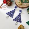 imageBriLove Christmas Tree Snowflake Earrings for WomenShiny Winter Party Snowflakes Rhinestones Dangle Drop Earring for Xmas Festival Decor Holiday Party Jewelry GiftBlue SilverTone