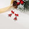 imageBriLove Red Christmas Tree Earrings for Women Shiny Rhinestone Bow Stud Earrings Xmas Holiday Party Jewelry GiftSilverTone