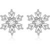 imageBriLove 925 Sterling Silver Post Sparkling Cubic Zirconia Christmas Snowflake Earrings for WomenShiny Winter Party Stud Snowflakes Earring for Xmas Festival Decor Holiday Party Jewelry Gift