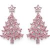 imageBriLove Christmas Earrings for Women Shiny Rhinestone Star Xmas Tree Drop Dangle Earring Festival Decor Holiday Party Jewelry GiftPink SilverTone