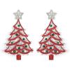 imageBriLove Christmas Earrings for Women Shiny Rhinestone Star Xmas Tree Drop Dangle Earring Festival Decor Holiday Party Jewelry GiftRuby Color SilverTone