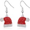 imageBriLove Christmas Earrings for Women Sparkling Crystal Red Santa Claus Hat Snowflake Stockings Deer Bow Tie Drop Dangle Earring for Holiday PartySanta Claus Hat