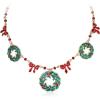 imageBriLove Christmas Necklace for Women Sparkling Crystal Wreath Bow Collar Necklaces for Festival Decor Holiday Party Accessories Jewelry GiftRuby Color GoldTone