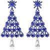 imageBriLove Christmas Tree Snowflake Earrings for WomenShiny Winter Party Snowflakes Rhinestones Dangle Drop Earring for Xmas Festival Decor Holiday Party Jewelry GiftBlue SilverTone
