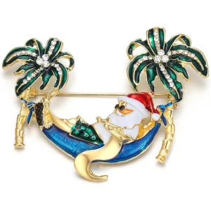 imageBriLove Christmas Brooch Pin for Women Shiny Rhinestone Cute Candy Crutch Santa Claus Jingle Bell Brooches Xmas Festival Decor Holiday Party Jewelry GiftSanta Claus Gold