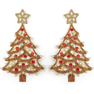 imageBriLove Christmas Earrings for Women Shiny Rhinestone Star Xmas Tree Drop Dangle Earring Festival Decor Holiday Party Jewelry GiftChampagne GoldTone