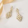 imageBriLove Wedding Bridal Simulated Pearl Earrings for Women Crystal Hollow Rhombus Chandelier Dangle Earrings for Party Prom AccessoriesGoldTone