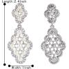 imageBriLove Wedding Bridal Simulated Pearl Earrings for Women Crystal Hollow Rhombus Chandelier Dangle Earrings for Party Prom AccessoriesSilverTone