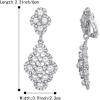 imageBriLove Womens Wedding Bridal Rhombus Crystal Simulated Pearl Hollow Chandelier ClipOn Dangle EarringsSilverTone